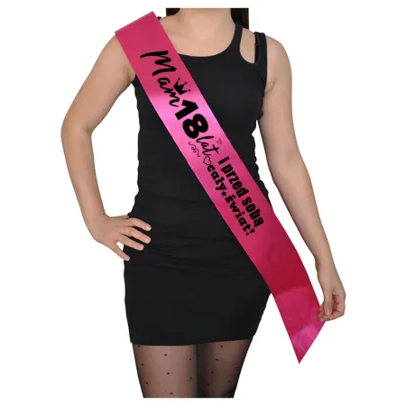 Szarfa FUKSJA Osiemnastka Mam 18 lat i przed sobą cały świat